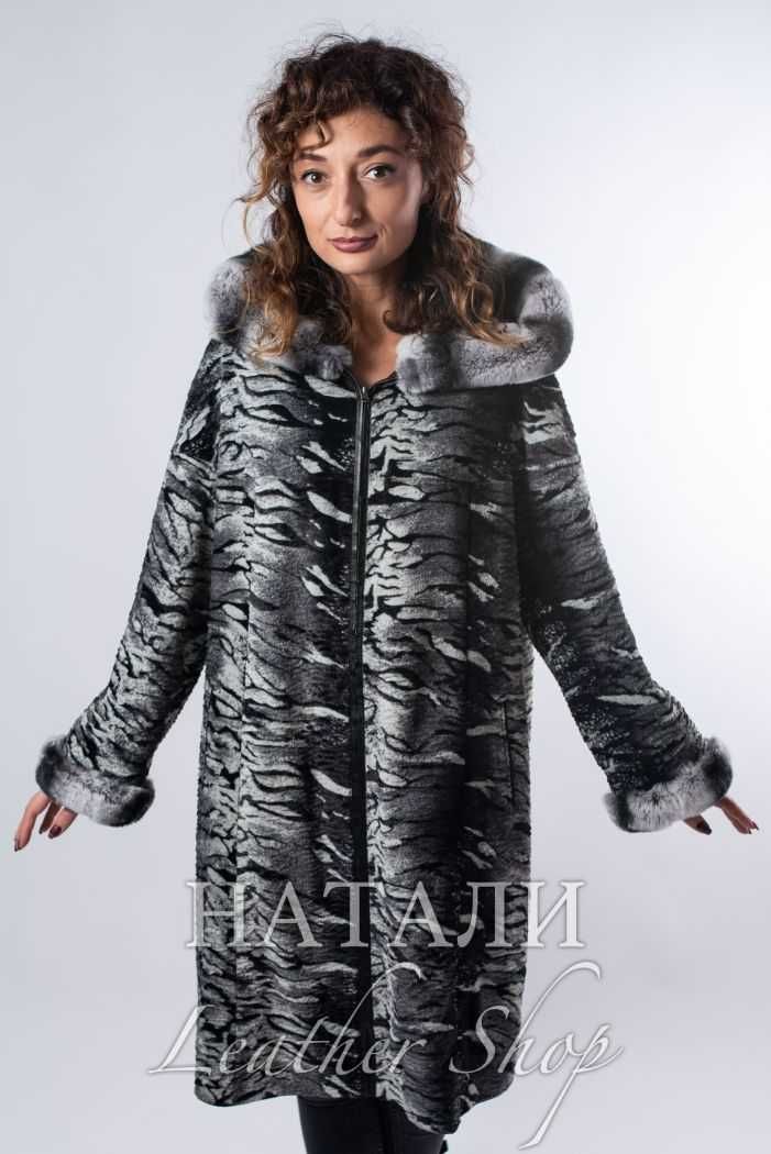 Дамско двустранно кожено манто Дея Black