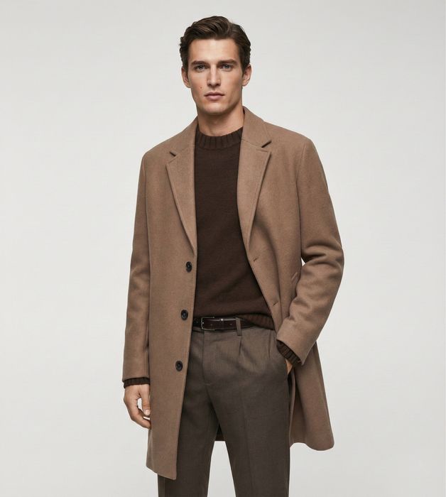 MANGO уникално мъжко палто в кафяво