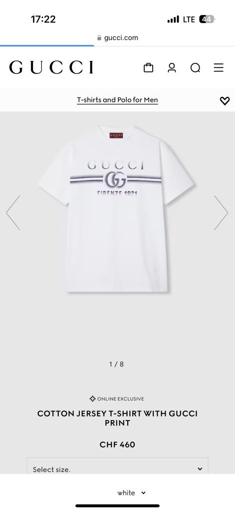 Последна XXL - Мъжка памучна тениска Gucci