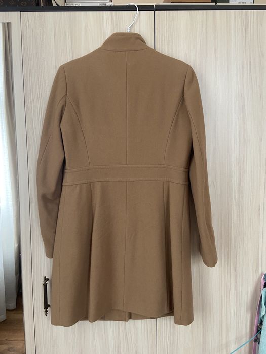 Ново вълнено бежово, карамелено, camel палто Benetton, размер IT 44