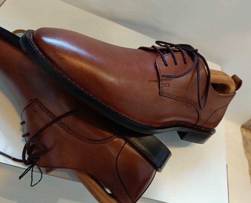 Pantofi derby 40 plain toe ZIGN London NOI piele naturala