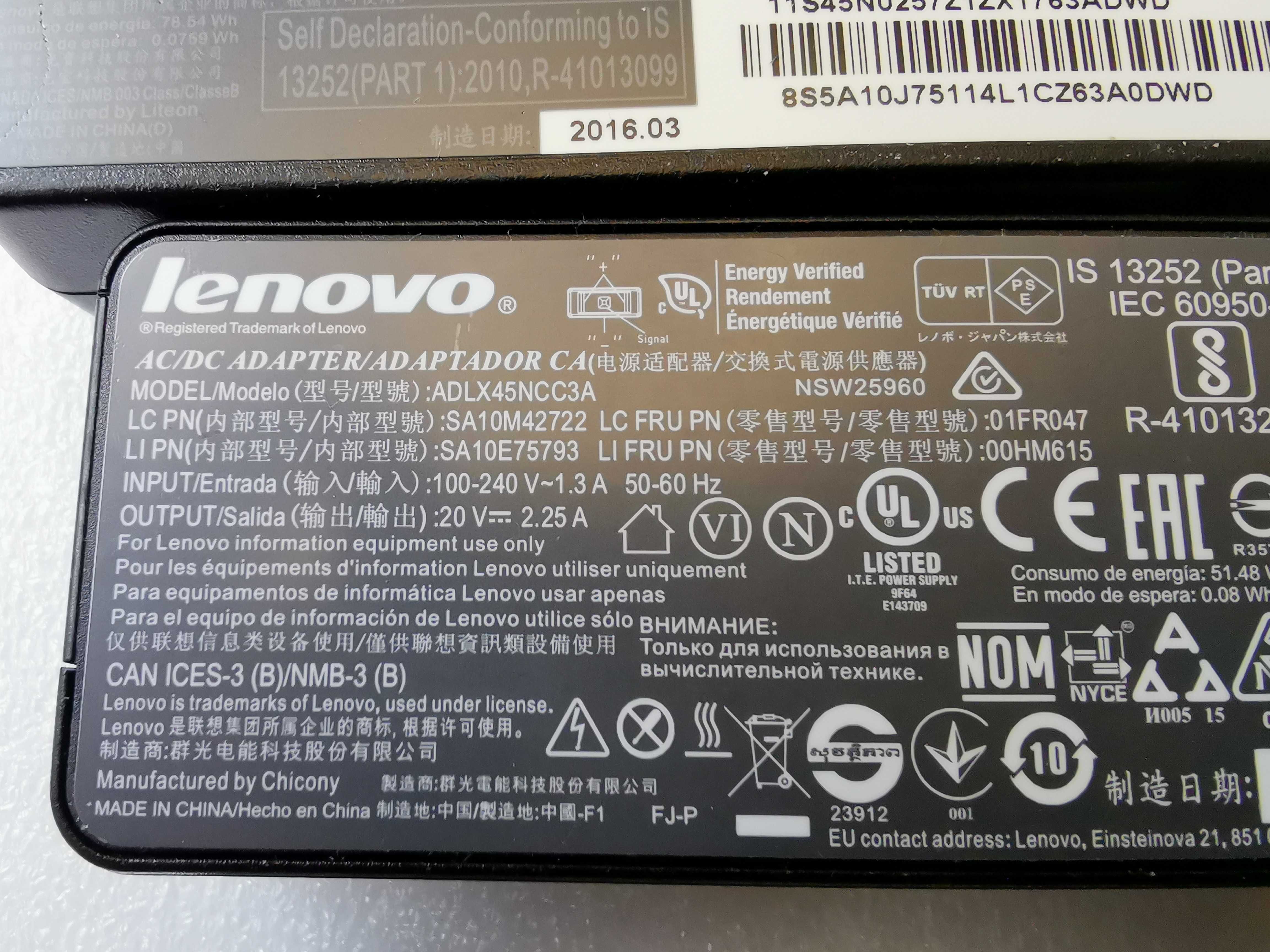 LENOVO Incarcator,Adaptor Leptop 20V la 2.25A - 3.25A - 4.5A mufa usb