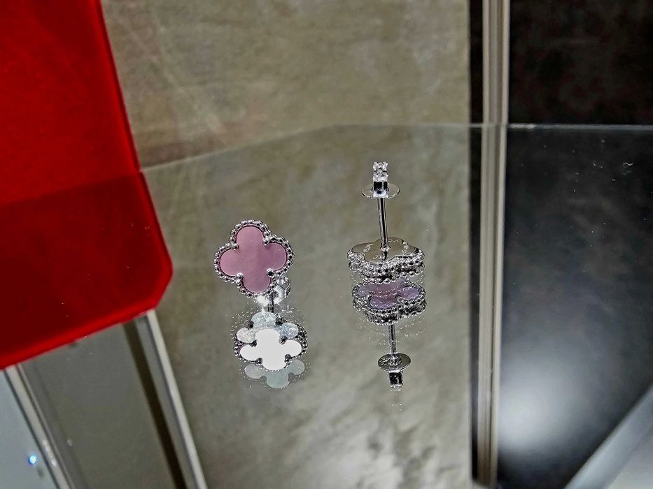Van Cleef & Arpels VCA Silver Pink Opal Sweet Alhambra Дамски Обеци