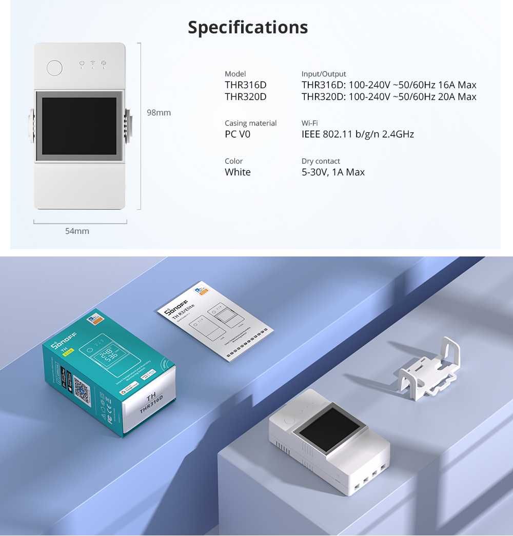Sonoff TH Elite смарт WiFi прекъсвач отчитащ температура и влажност