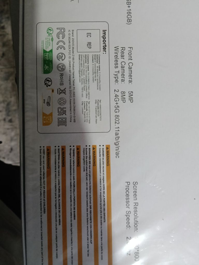 Vând tableta ziovo Z168