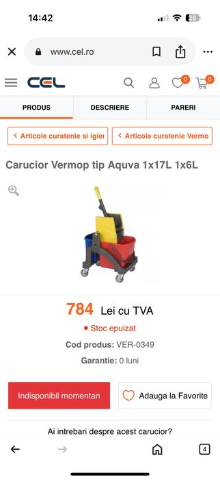 Storcator mop vertical curatenie Vermop