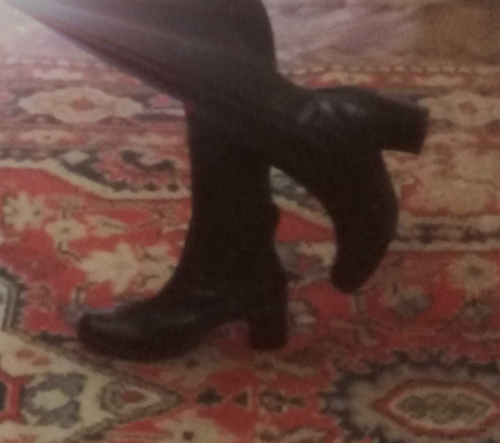 Cizme scurte damă, piele nat. negru, toc pătrat, elegante 40