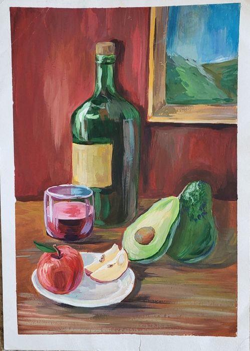 Вечер в Испании
работа в формате: А3; 297×420 мм
техника: гуашь 
мат