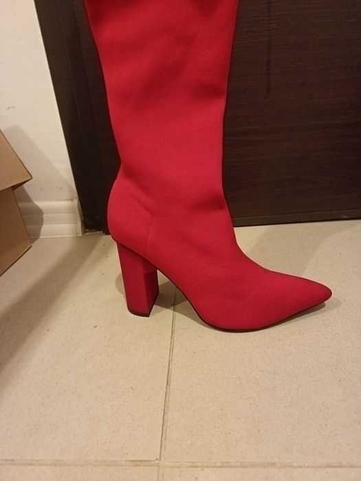 Cizme Zara peste genunchi, rosii