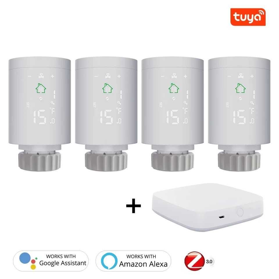 Sistem TUYA: capete termostatice smart HY368 + gateway ZigBee 3.0