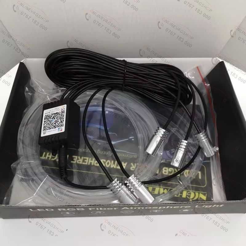 Lumina ambientala auto fir neon Led RGB  cu 5 capete Aplicatie telefon