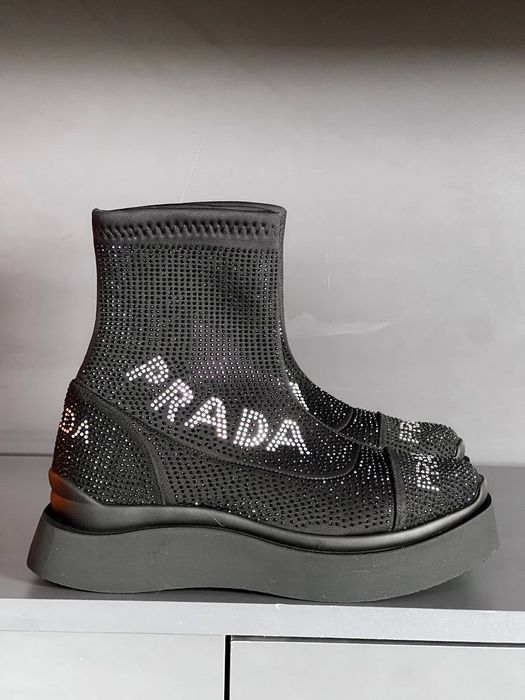 Prada  Louis Vuitton Cizme elastice acoperite cu strasuri
