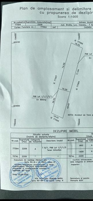 Vând sau schimb loc de casa în Cazasu cu apartament în Braila