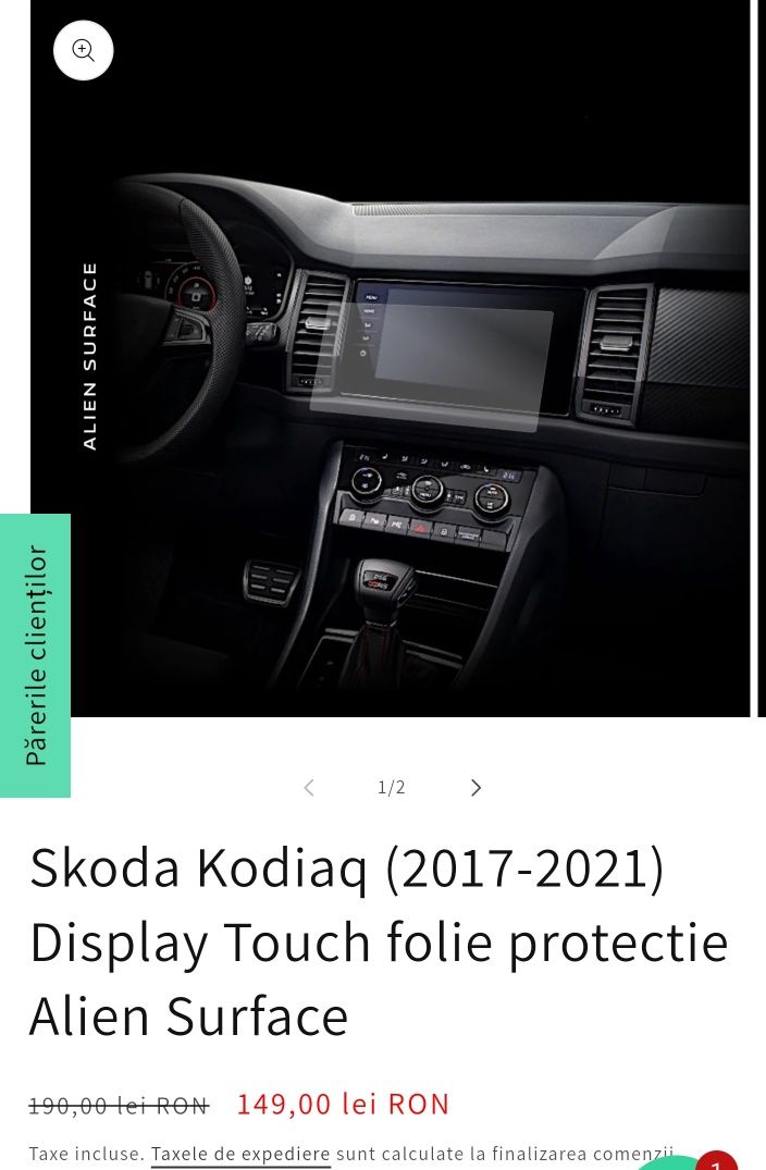 Skoda Kodiaq 2017-2021 folie navigatie