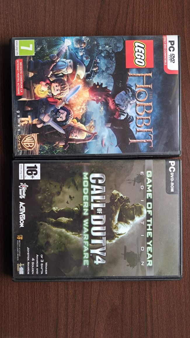 CD jocuri hobbit și call of duty4