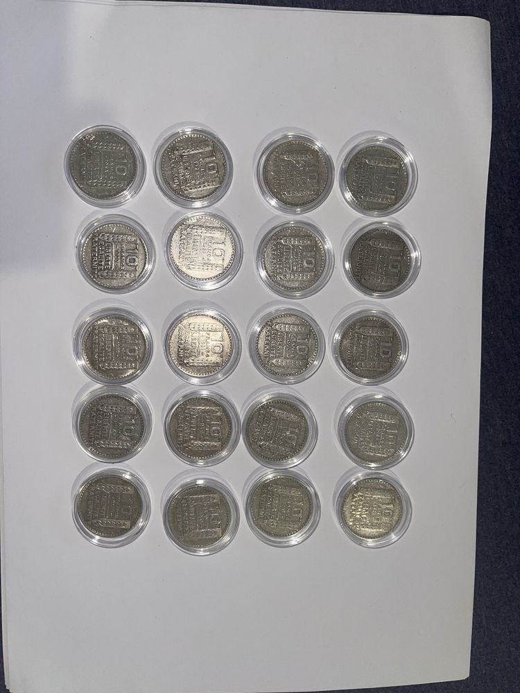 Colecție rară 20x Monede 10 Francs Franța 1929-1939 • Stare excelentă