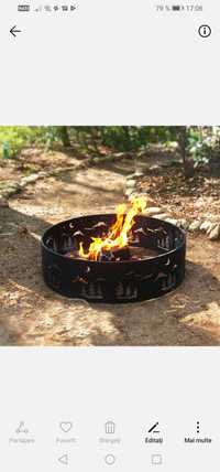 Inel de foc metalic camping padure