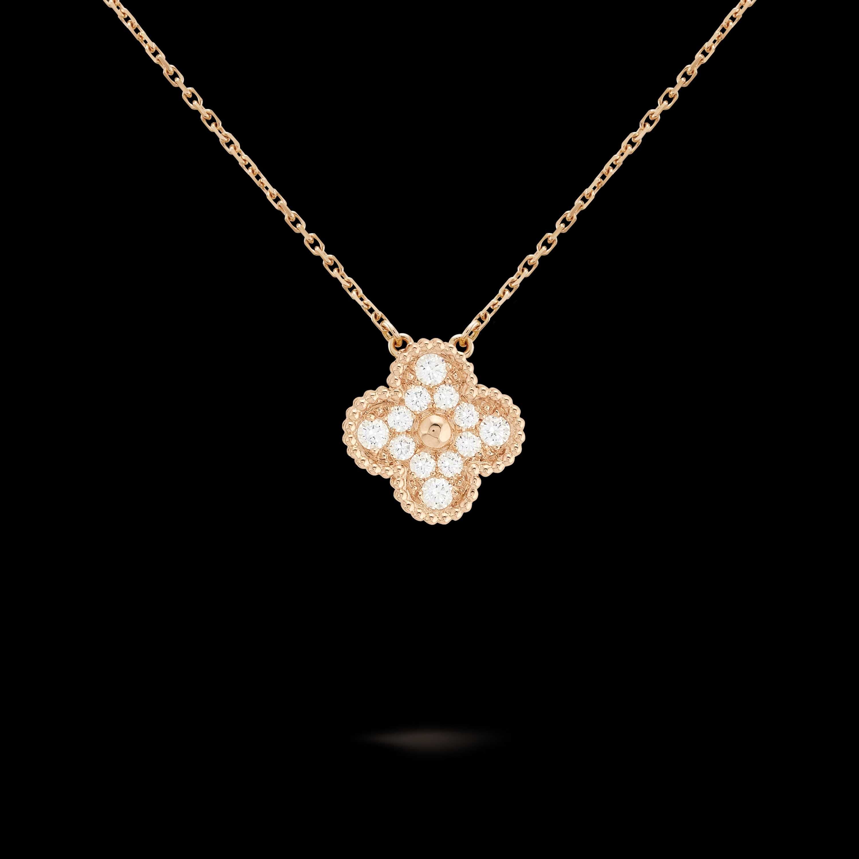 Van Cleef & Arpels VCA Rose Diamond Alhambra 1 Clover Дамско Колие