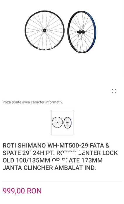 Set roti Shimano 29' gravel , mtb (anvelope si discuri incluse)