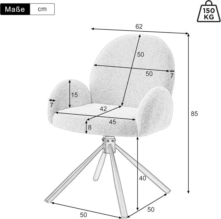 NOU Fotoliu rotativ, catifea gri
