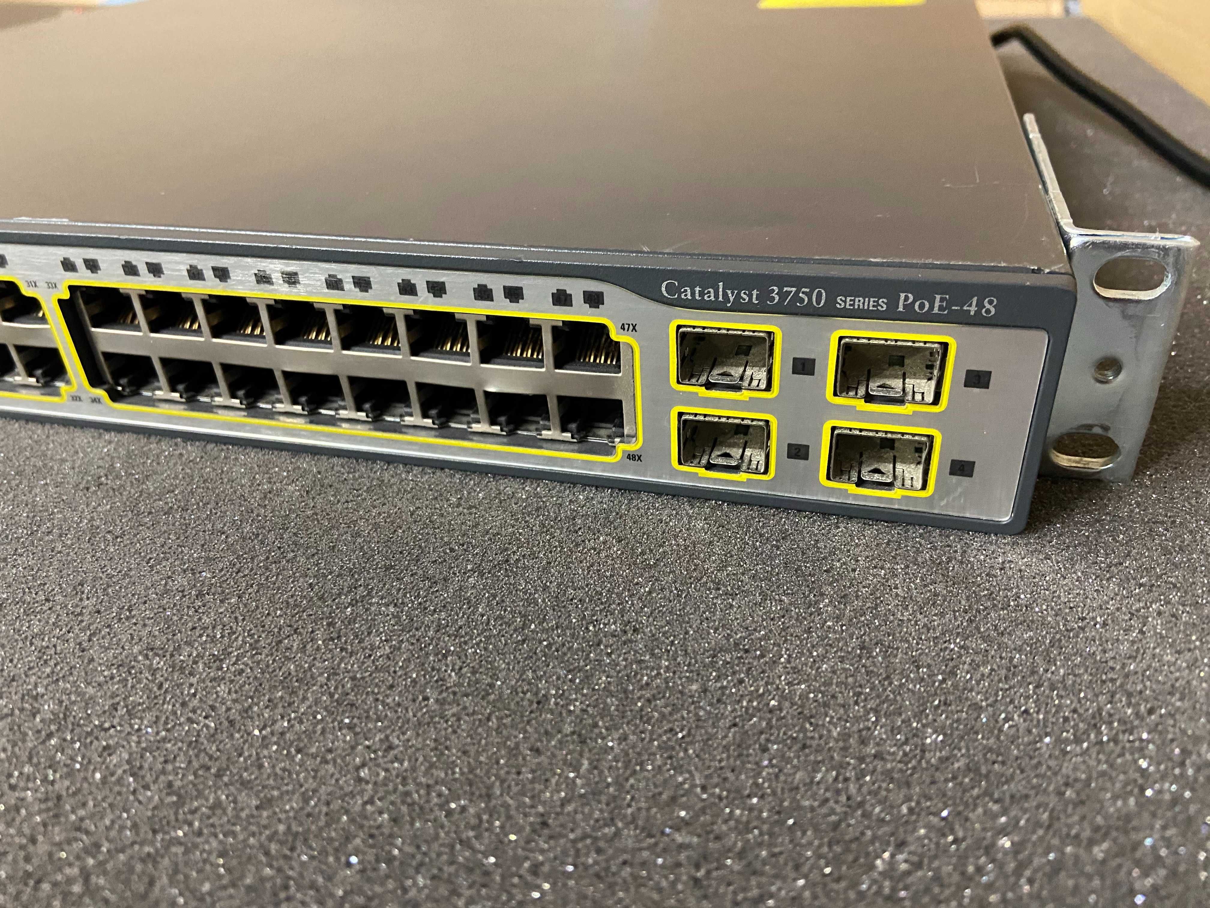 PoE суич Cisco C3750-48P 48 портов камери видеонаблюдение 3750 switch