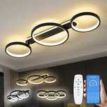 Lustra LED cu 3 Patrate Telecomanda wifi 2.4G Negru lumina