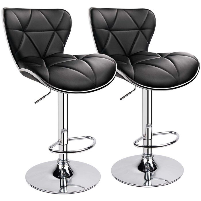 Set 2 scaune bar Leader Accessories, pivotante, negre