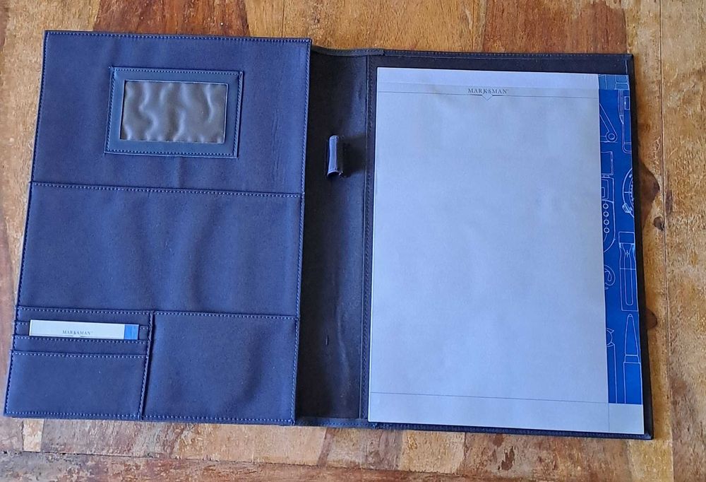 папка луксозна за документи кожена синя Марксман Marksman Размер А4