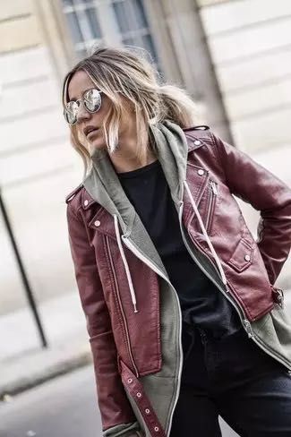 AllSaints Balfern Дамско Кожено яке Естествена Овча Кожа Кафяво Small