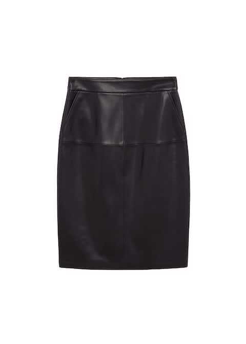 Пола на MANGO от изкуствена кожа с висока талия в Midi design.