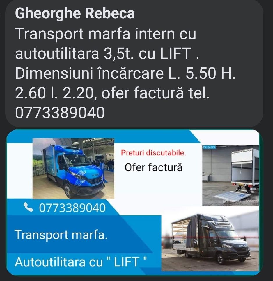 Transport marfa mutari locație mobilă