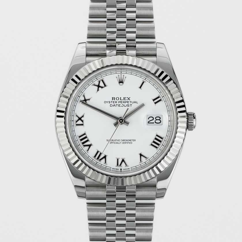 Rolex Datejust 41mm 126334 White Roman dial on Jubilee