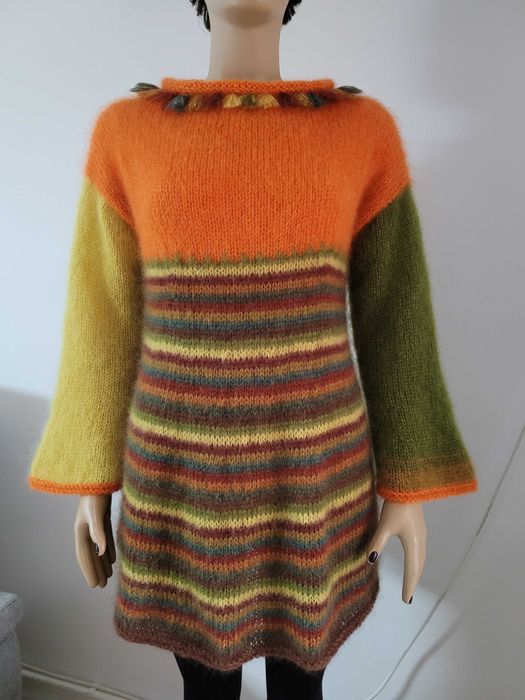 Pulover handmade dama multicolor fir 100% natural