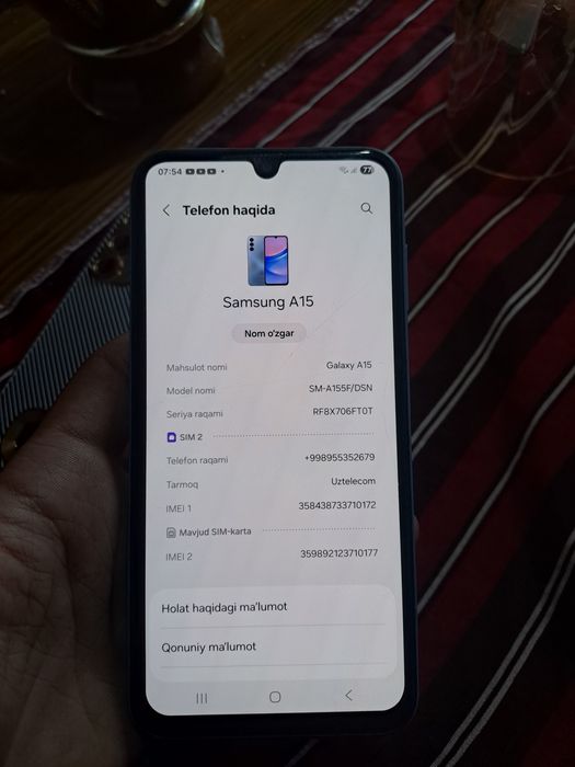 Samsung A15 karopka dakument