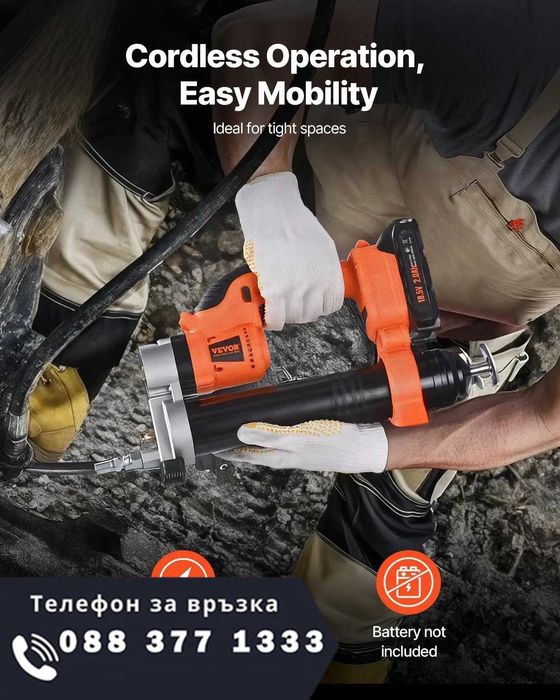 НЕМСКИ Акумулаторен пистолет за гресиране + ПОДАРЪК ЛЕД ФЕНЕР