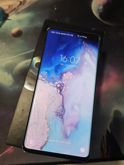 Samsung Galaxy S10+ Black Dual Sim 128GB, la cutie, impecabil
