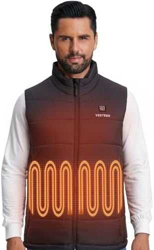 Нов черен Зимен отопляем елек 6 зони + батерия 16000mAh за мъже