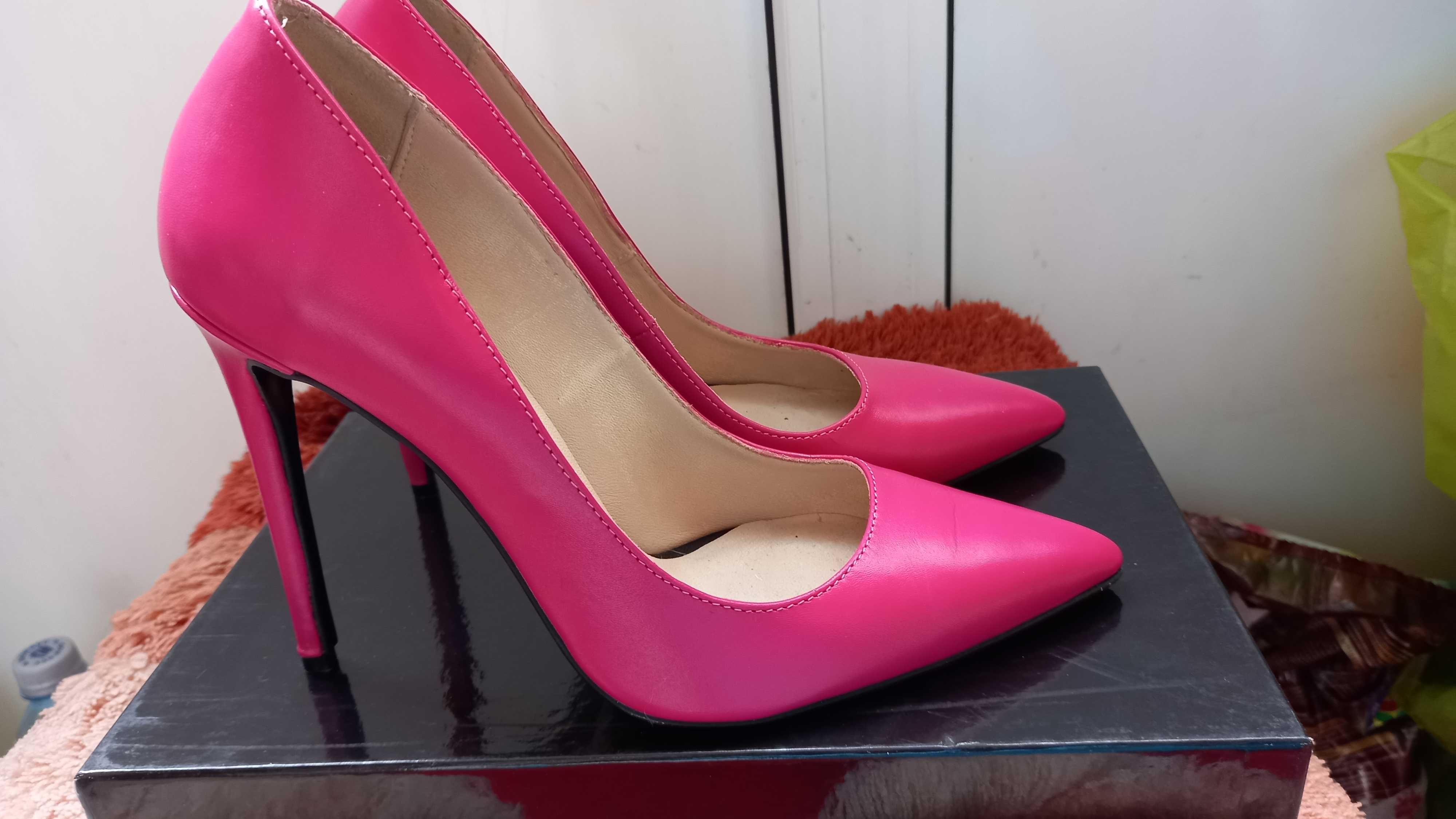 pantofi  stiletto piele naturala fucsia 38