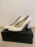 Pantofi albi Dasha, marimea 39, toc gros