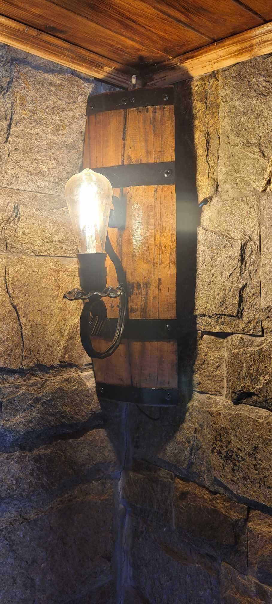 Стенни лампи -аплици от бъчви с елементи на ковано желязо