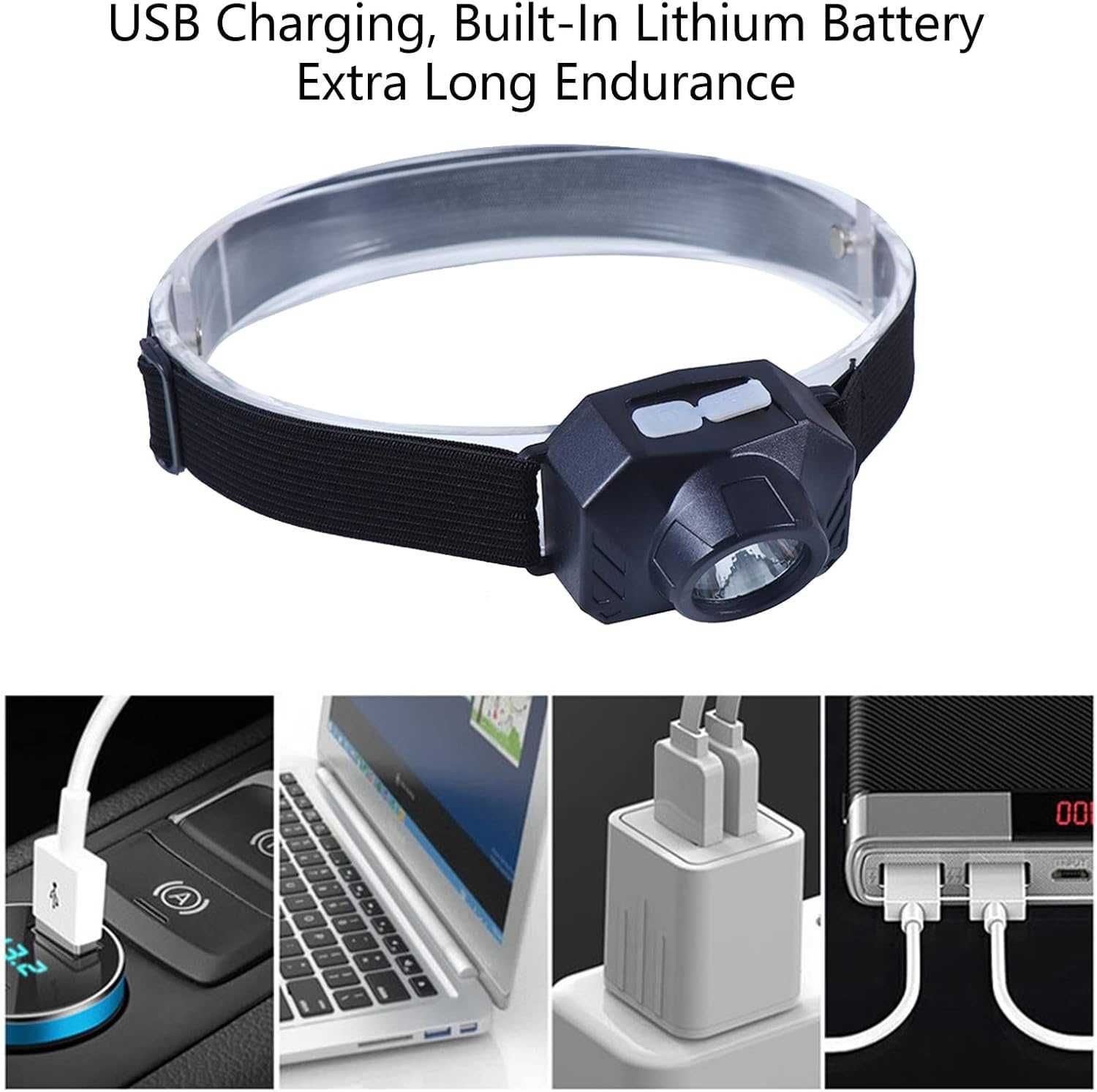 НОВ! USB LED челник, водоустойчив, 3 режима на осветление