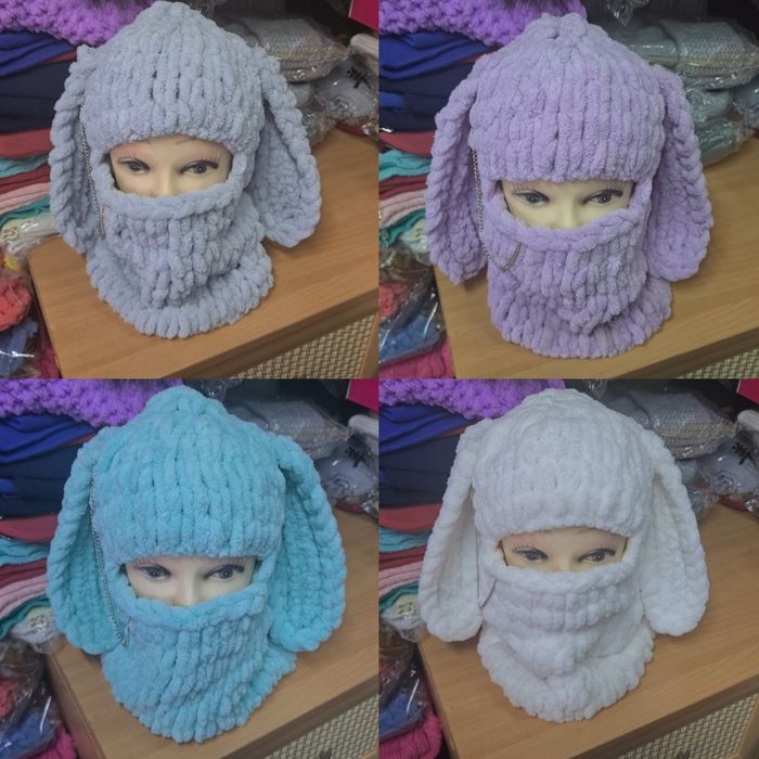 Шапки-балаклавы из пряжи Ализе Пуффи