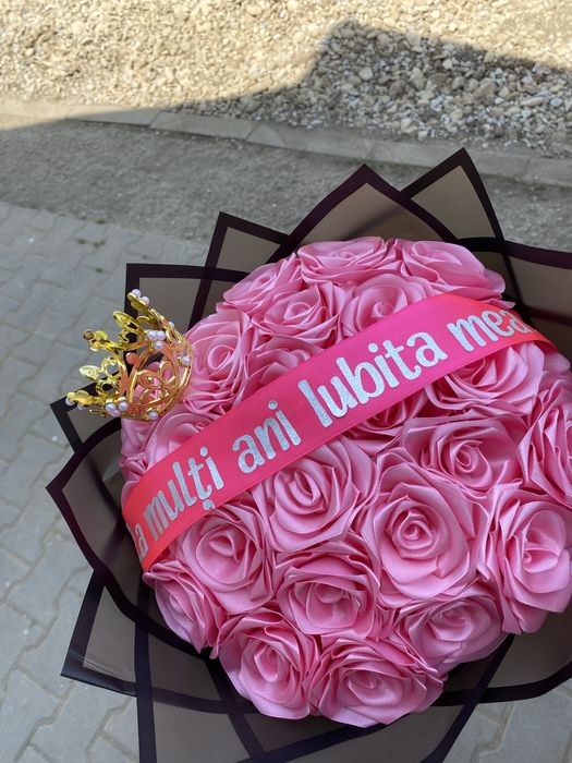 Buchet flori din satin handmade