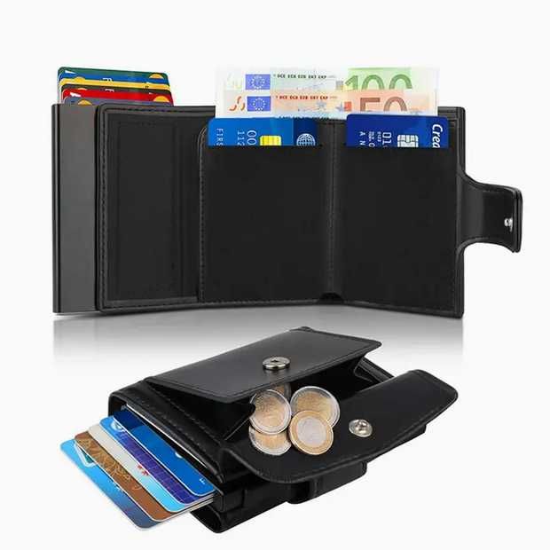 Мъжки кожен портфейл - Със защита срещу кражба - RFID защита