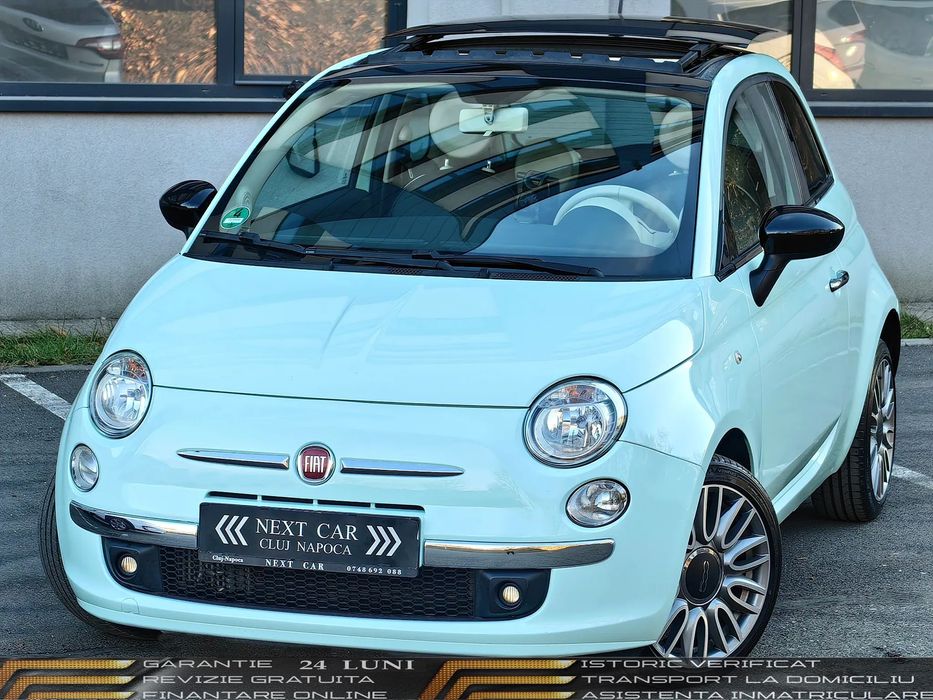 Fiat 500 GARANTIE 24 LUNI*RATE*Baby Blue*Trapa*Piele*Navi*Bord Digital*105 Cp