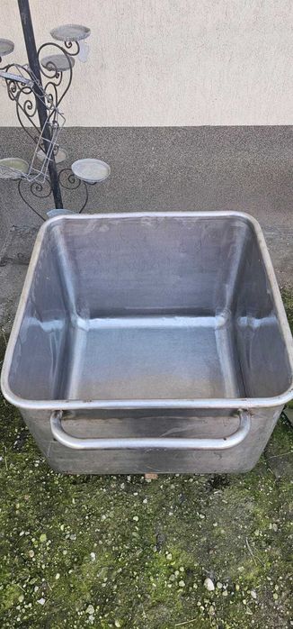 Cărucior tip container/vas/cuva din inox 2 buc