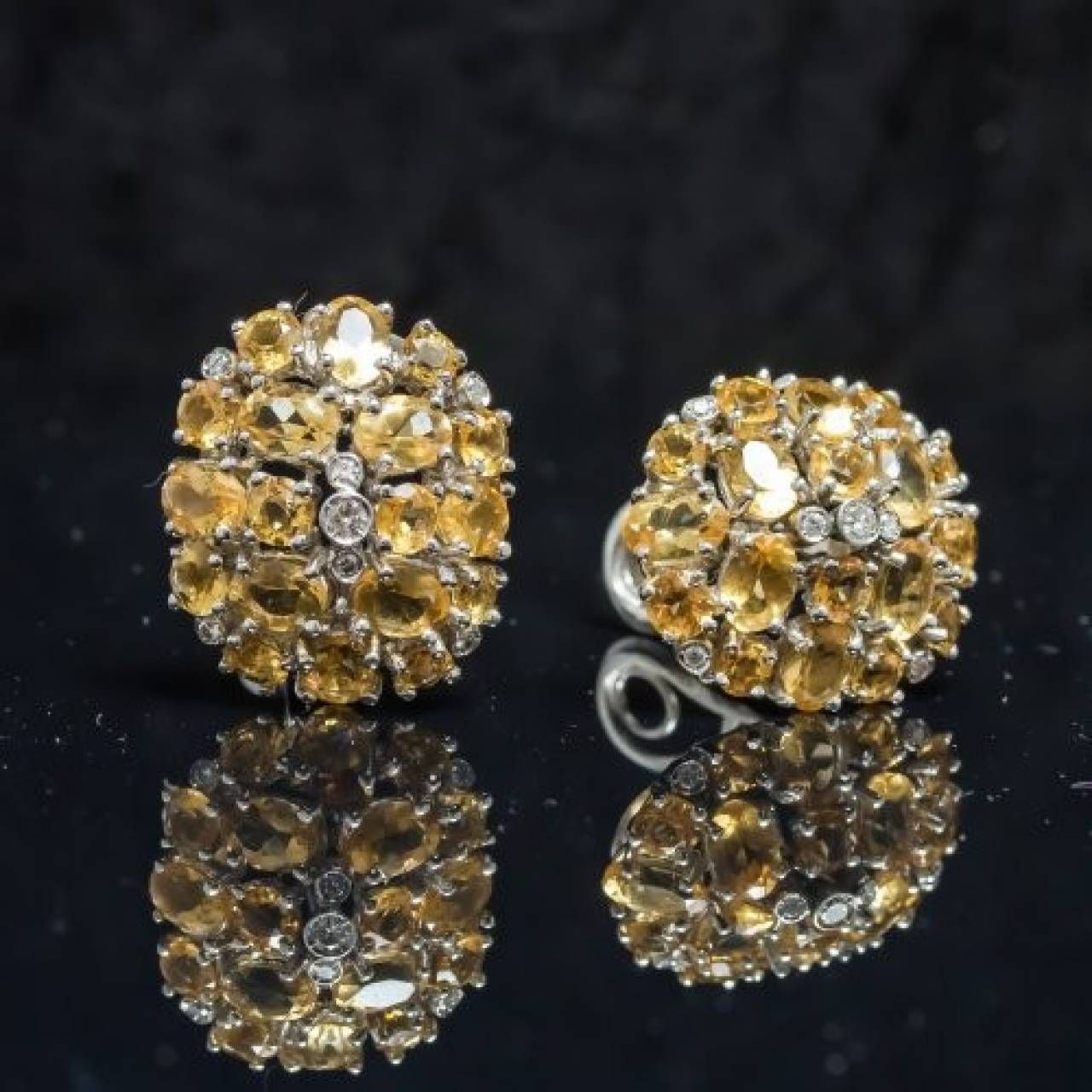 Set din aur alb 18K cu citrine naturale si diamante naturale, SAU16