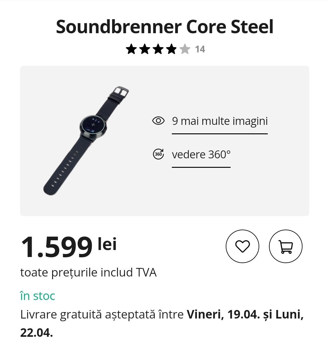 Soundbrenner Core Steel.  Smart watch muzică. Nu e apple watch