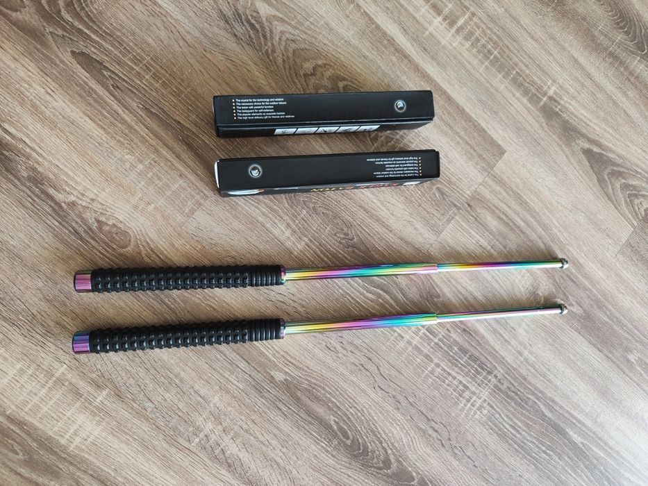 Baston telescopic 60cm , Baston profesional + husa / Fade Color Oțel