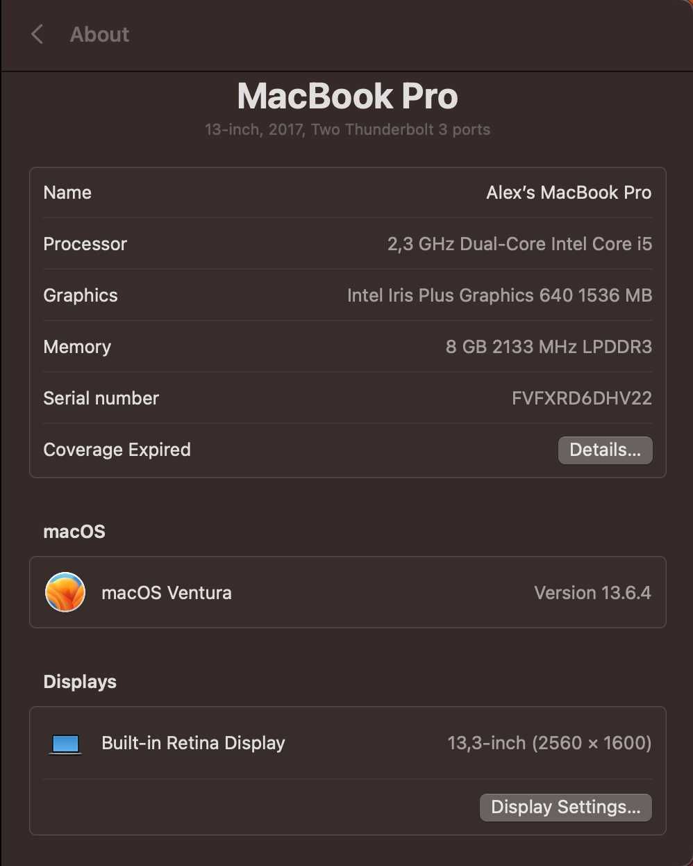 Macbook Pro 2017 (late), Space Gray